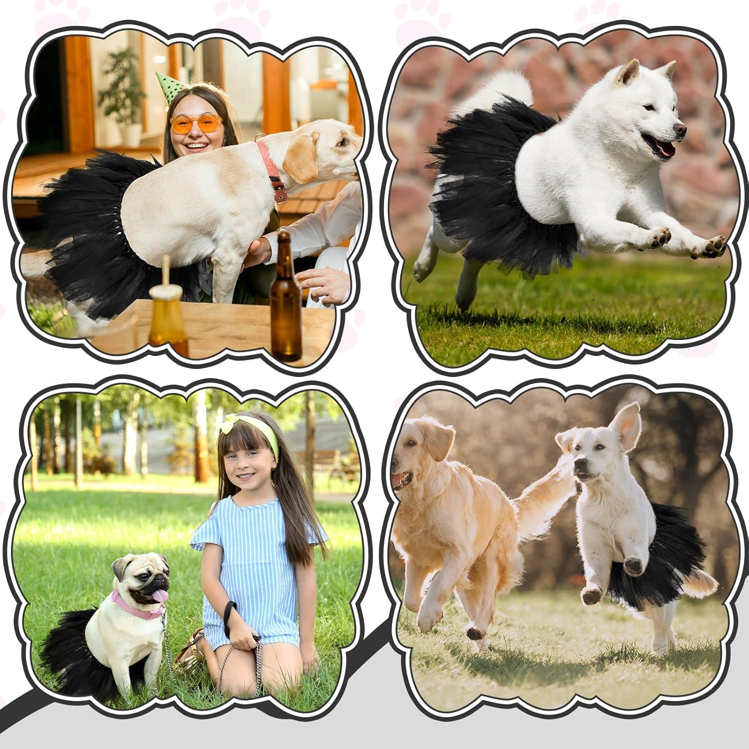 Dog Tutu Tulle Tutu for Dogs Small Large Medium Puppy Dress Ballerina Costume Skirt for Halloween Puppy Cats Bunny Pet Outfit Birthday Wedding Party Photo Prop Supplies(Black) image number 1