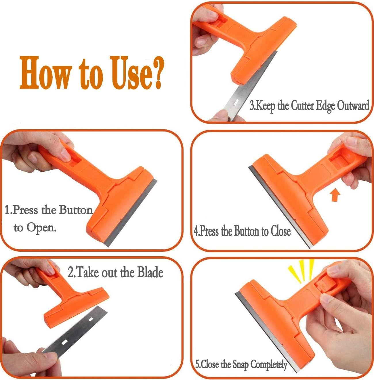 Glass Scraper Razor Blade,Paint Scraper,Window Scraper for Remover Tool Remove Surface Stains,Paint,Automotive Glass Film(2 Handle + 20 Pack Blades) image number 2