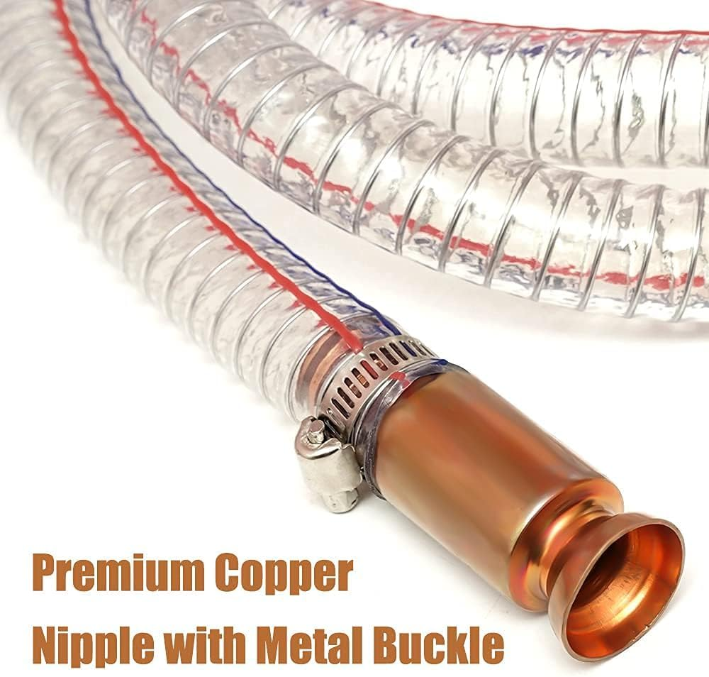 8.2' 5/8" Jiggler Siphon Hose, Gerguirry Heavy Duty Self-Priming Transfer Hose for Gasoline Fuel Gas Siphon Tube Copper Nipple with Metal Buckle image number 3
