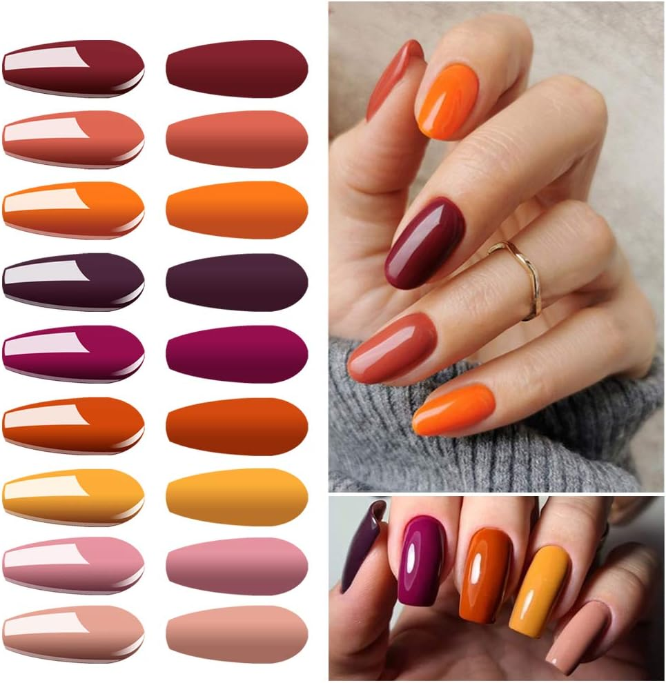 Vishine 12Pcs Gel Nail Polish Kit, Orange Yellow Red Purple Gel Nail Polish Set Colors Collection Soak off LED Nail Lamp Base Top Coat & Matte Top Coat Gel Nail Kit 8Ml image number 5