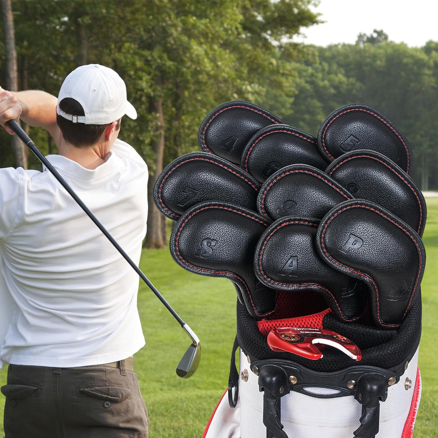 Craftsman Golf 9Pcs/Set Black Golf Club Iron Headcovers Set for Ping Callaway Mizuno Taylomade Etc. Also 1 Pc #2 or L Cover image number 4