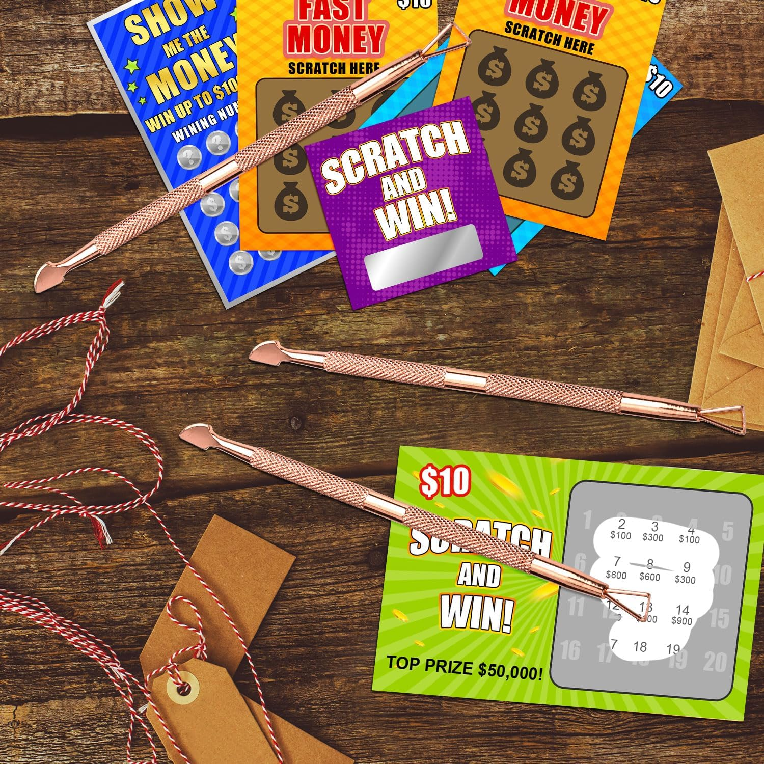 3Pcs Lottery Ticket Scratcher Tool, Metal Scratch off Tool Easy to Hold Lottery Scratcher Scraping Tool with Storage Box for Flawless Reveals Tickets Stickers Labels (Rose Gold) image number 3