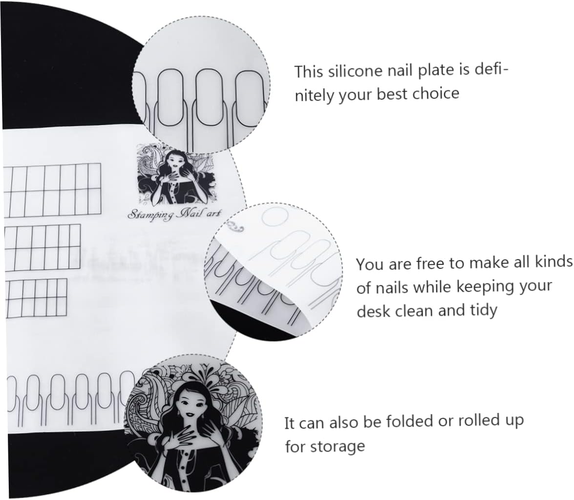 CALLARON Manicure Tools Nail Polish Coloring Pad Nail Art Stamping Mats Silicone Mat image number 6