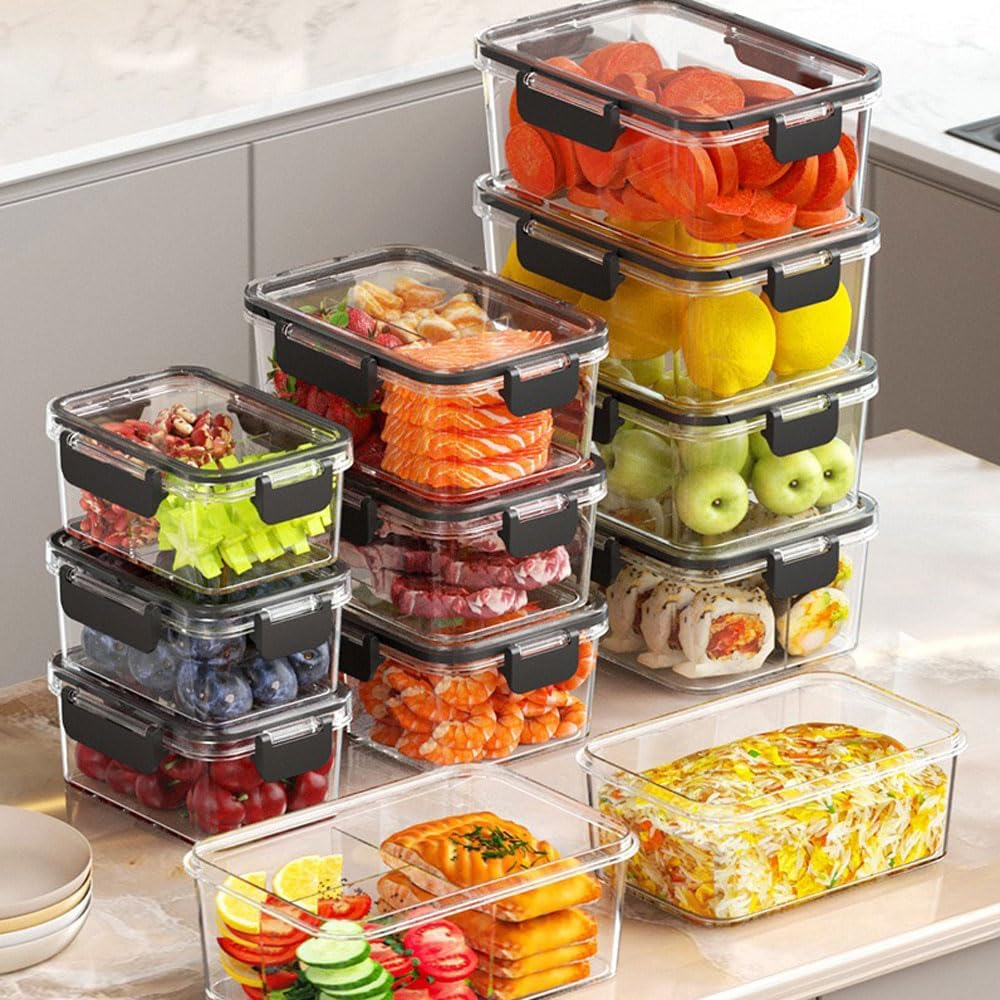 YHIXYUNAZ 12Pcs Airtight Glass Food Storage Containers with Locking Lids &ndash; Leakproof, Microwave Food Containers, Lunch Box for Kitchen Storage & Organisation image number 1