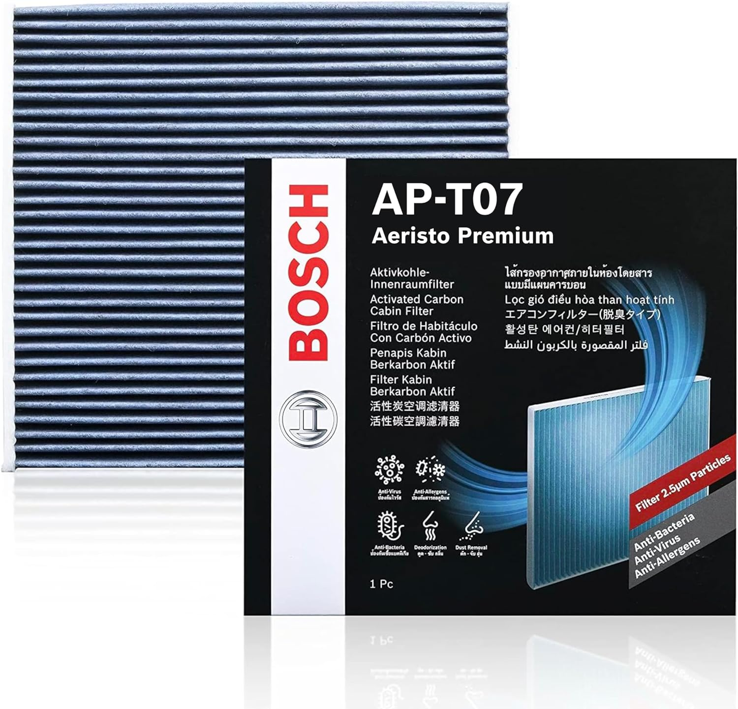 BOSCH Aeristo Premium Cabin Air Filter AP-T07, Removes Dust, Pollen and Bacteria for Cleaner Air inside Your Vehicle image number 4