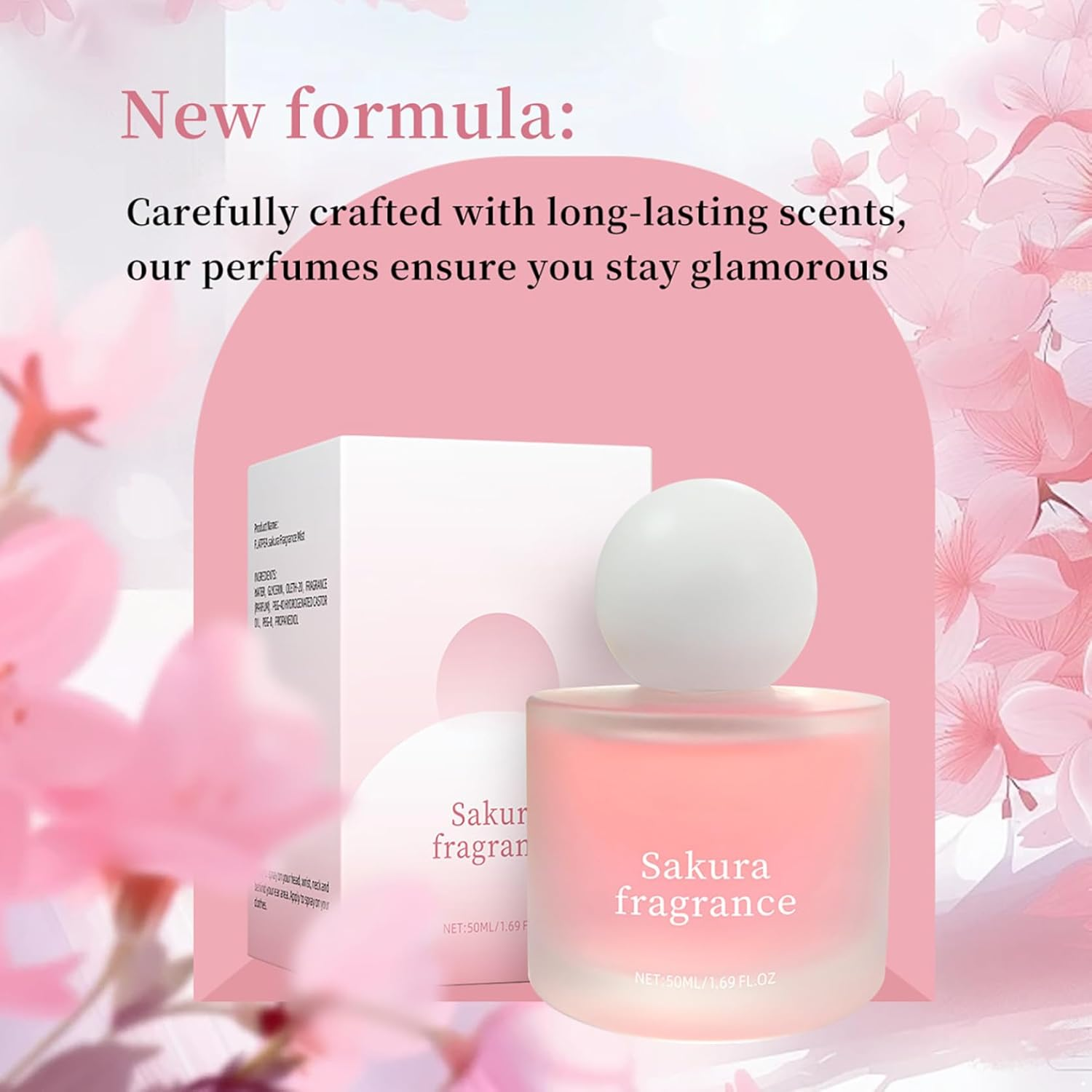 Hedmy Floral Perfume for Women Cherry Blossom Scent 50Ml Sweet Soft Aroma Long Lasting Luxury Fragrance Mist Alcohol Free Spray Pink One Size image number 1