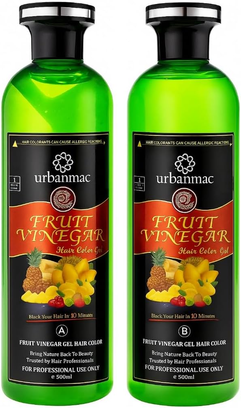 URBANMAC Fruit Vinegar Black Gel Color Pack of 1, Bake Hair Dyeing in One by Haute Fashion, Plant Essence Healthy and Harmless, Gary Hair Turns Black, Smooth and Beautiful Professions Hair Colour image number 3