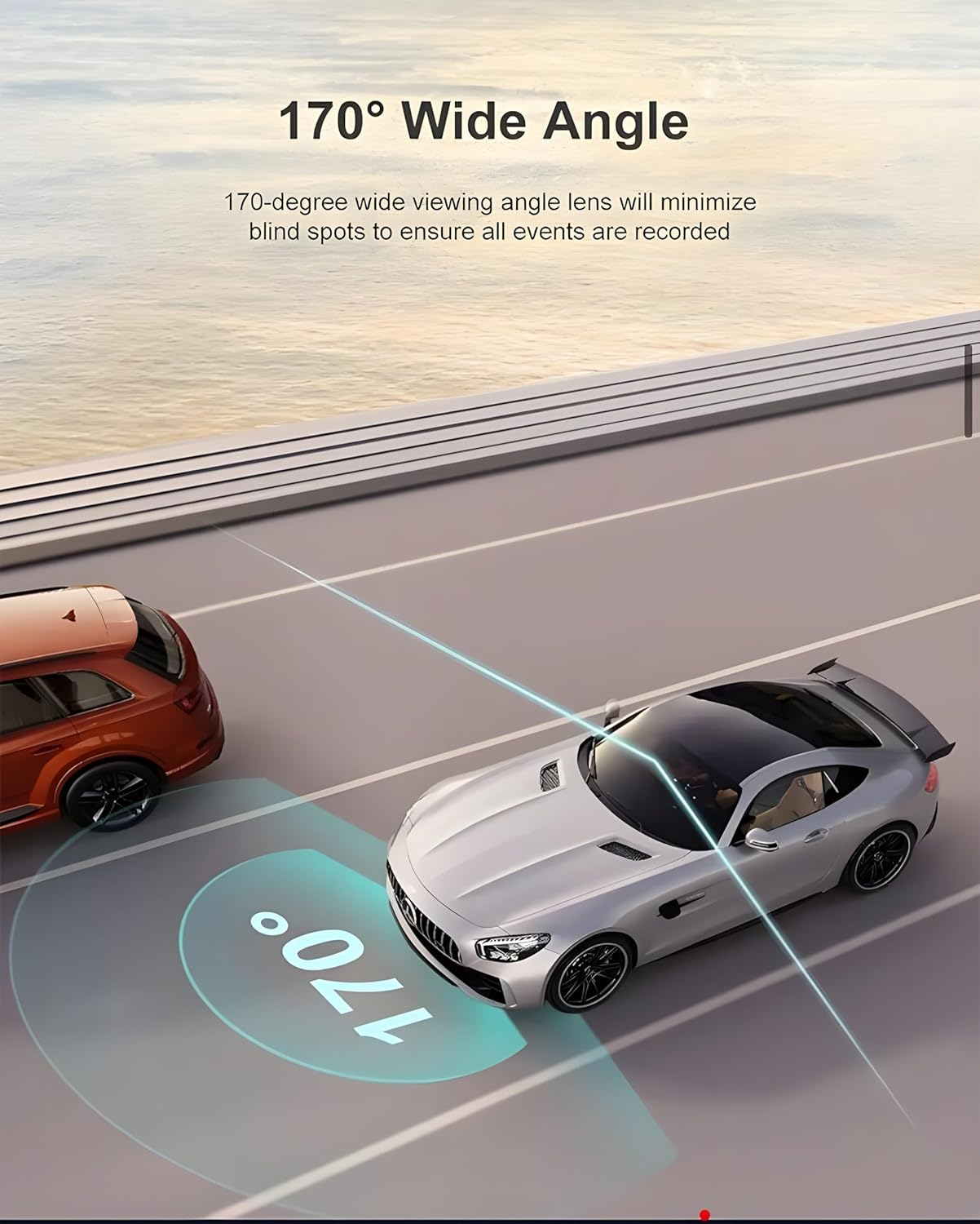 Dual Lens DVR Dash Cam 1080 P HD Car DVR Front and Rear Camera Recorder with Built-In Wifi LCD (170 Degree Wide) with 64 GB High Speed SD Card Free 24 Hour Parking Monitoring/Night Vision/G-Sensor image number 5