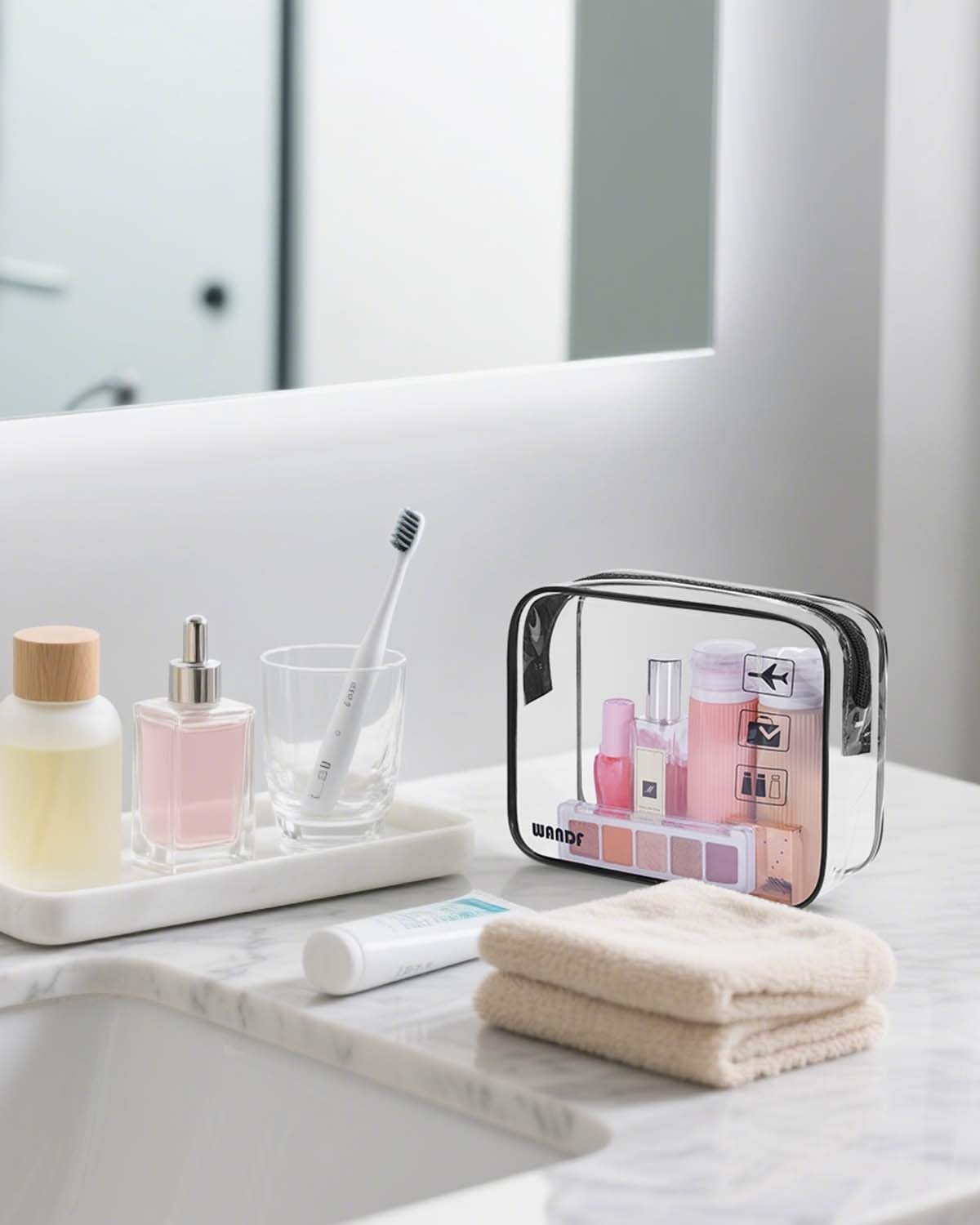 TSA Approved Clear Travel Toiletry Bag Wih Zippers Carry-On Travel Accessories Quart Size Toiletries Cosmetic Pouch Makeup Bags for Men and Women (2 Pcs) image number 6