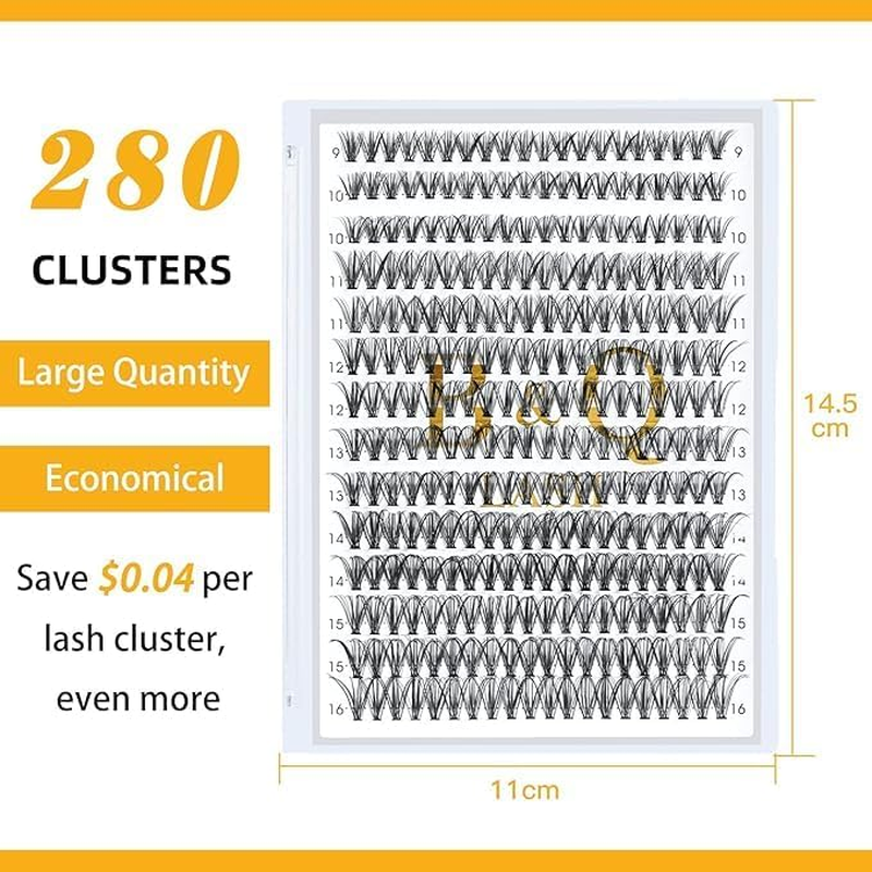 B&Qaugen Lash Clusters 40D-0.07D-9-16 B&Q LASH Individual Lashes 280 False Eyelash 10D 20D 30D 40D Extensions Cluster DIY at Home (40D-0.07D,9-16Mix)