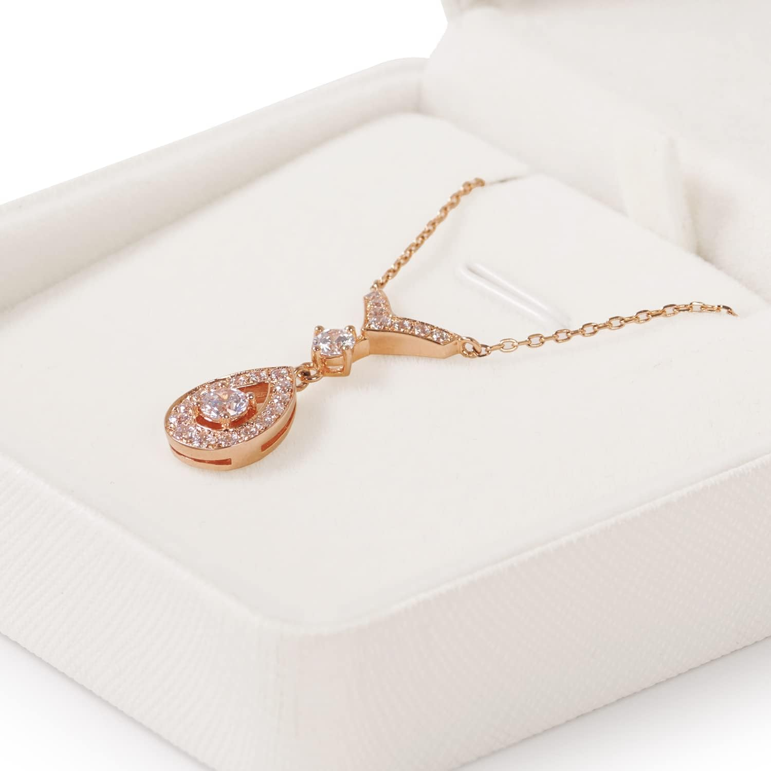 Woodten Necklace Pendant Bracelet Gift Box Necklace Box White Jewelry Gift Box Jewelry Gift Case for Birthday,Anniversary,Engagement,Proposal Jewelry Box image number 6