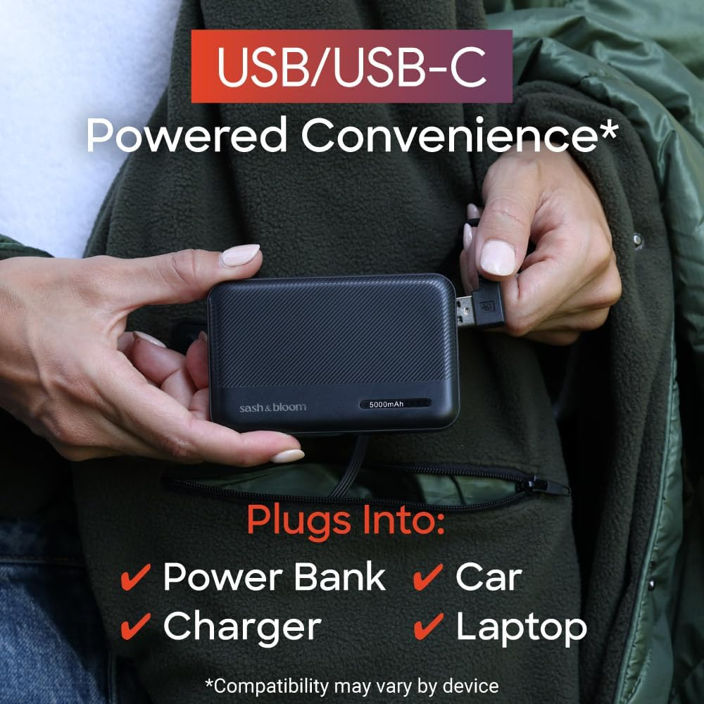 Sash & Bloom Heated Blanket - Olive - Portable Outdoor Heated Blanket with Zip and Buckles for Lounging and Wearing image number 1