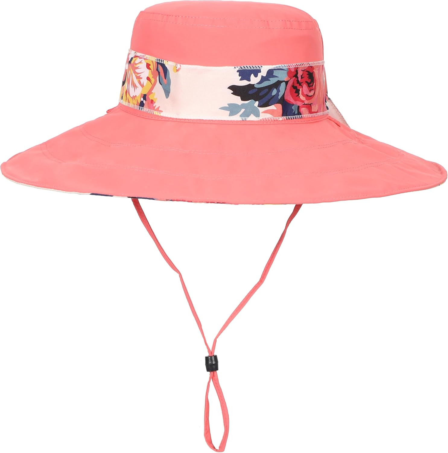 Womens Wide Brim Sun Hat Reversible Print UV Protection Oversized Beach Cap Travel UPF 50+ image number 4