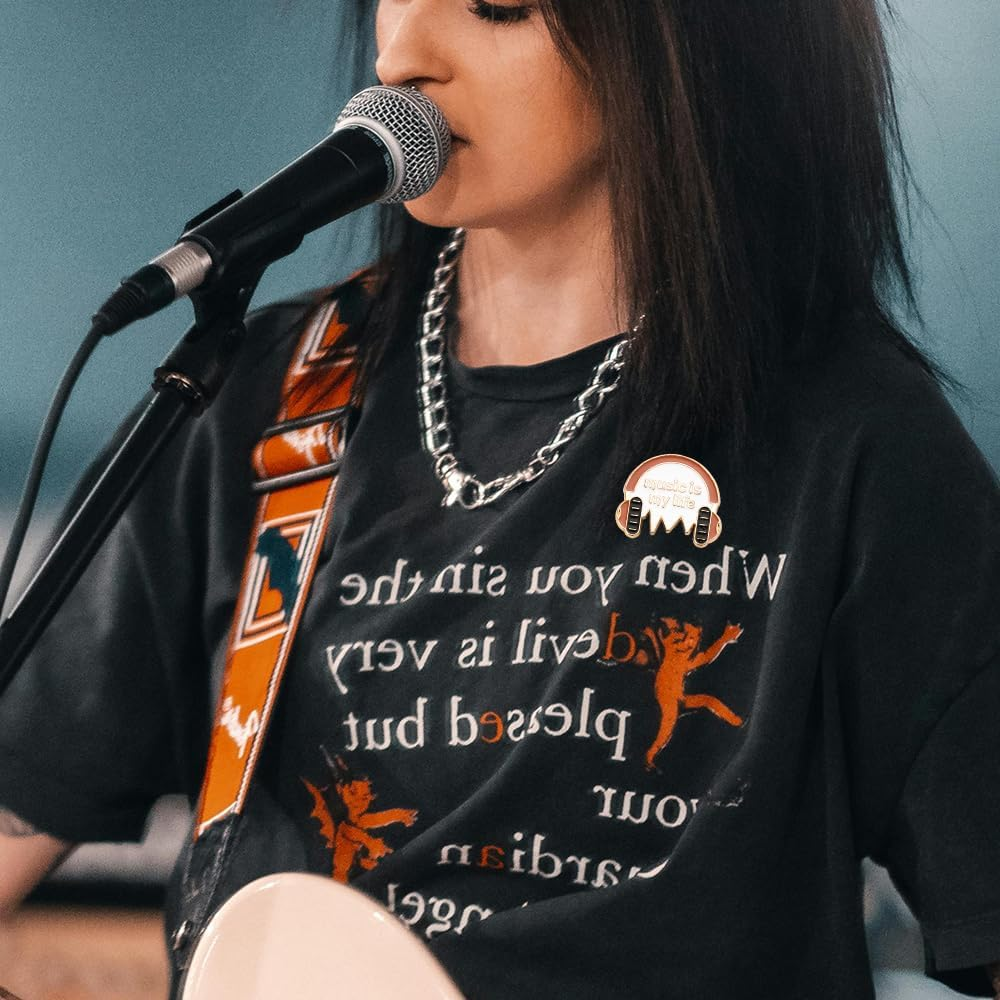 Music Brooches for Girls Boys Musician Music Lover Lapel Pins for Party Dance Music Is My Life Sweater Shawl Pin Accessories for Women Dress Clip Music Note Brooch Pins image number 1