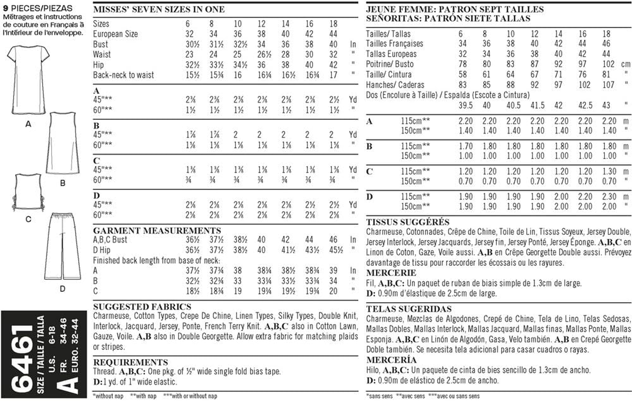 Newlook 6461 Misses' Sewing Pattern Dress, Tunic, Top and Cropped Pants, Size 6-8-10-12-14-16-18 image number 1