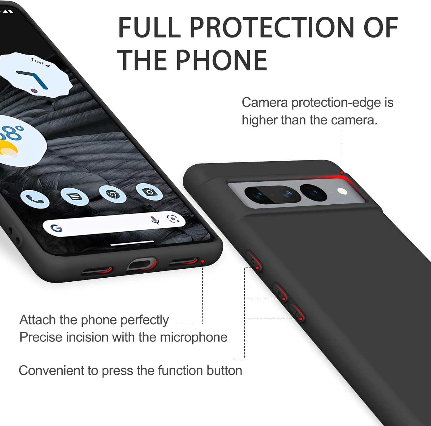 Silicone Case for Google Pixel 7 Pro Case(2022), Ultra Thin Flexible Premium Rubber Full Body Protection Anti-Fingerprint Dust-Proof Shockproof Anti-Scratch Wireless Charging for Google Pixel 7 Pro 5G Cover image number 2