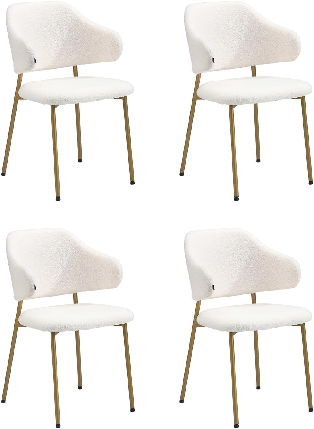 Oikiture Dining Table and Chair Set 90Cm round Table with Dining Chairs Set of 4 Sherpa Kitchen Chair White image number 5