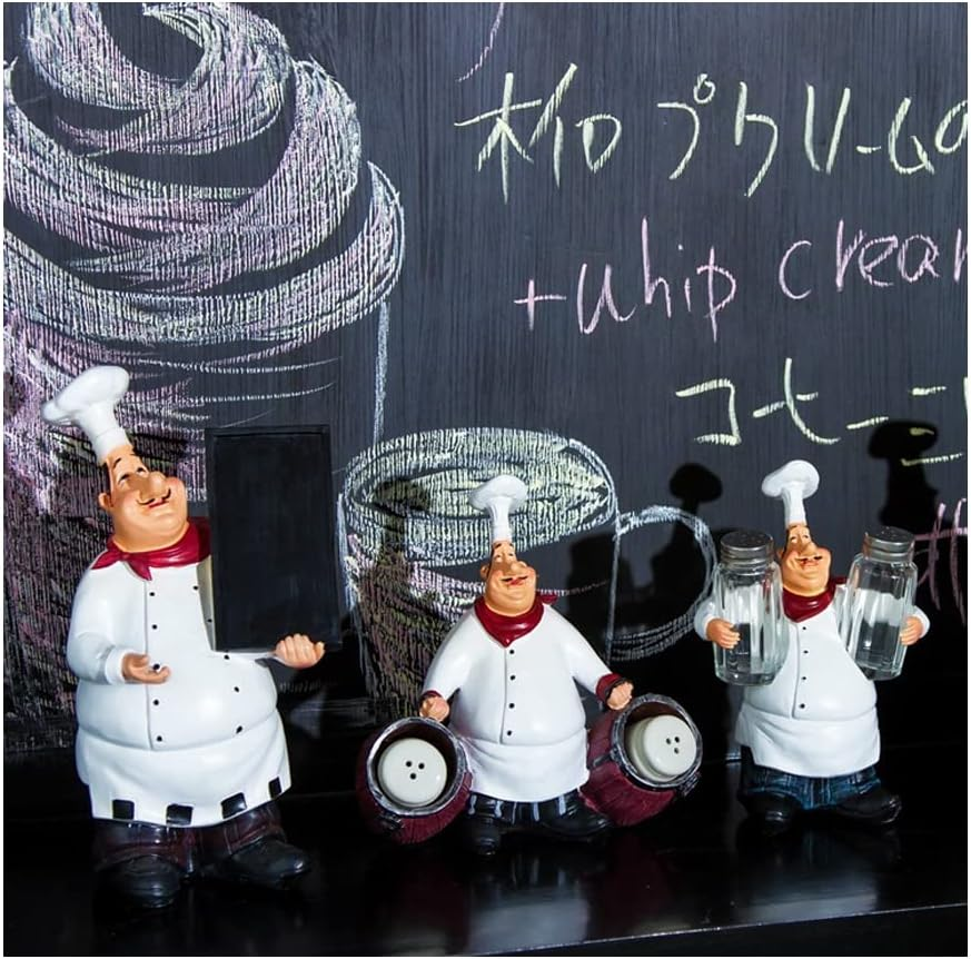 Holding Writable Chalkboard Sign Resin Chef Figurines, Cute Chef Statue Sculpture Ornaments Decoration for Home, Kitchen, Bar, Coffee, Restaurant Collection