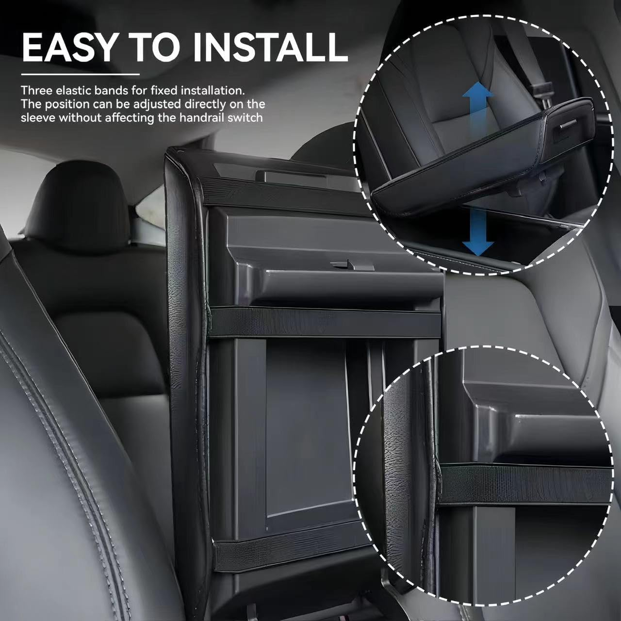 Armrest Cover Compatible for Tesla Model 3/Y Center Console Armrest Cover - Interior Accessories Leather Center Console Protector Pad for Model 3 2017-2024 or Model Y 2020-2024 (Black)