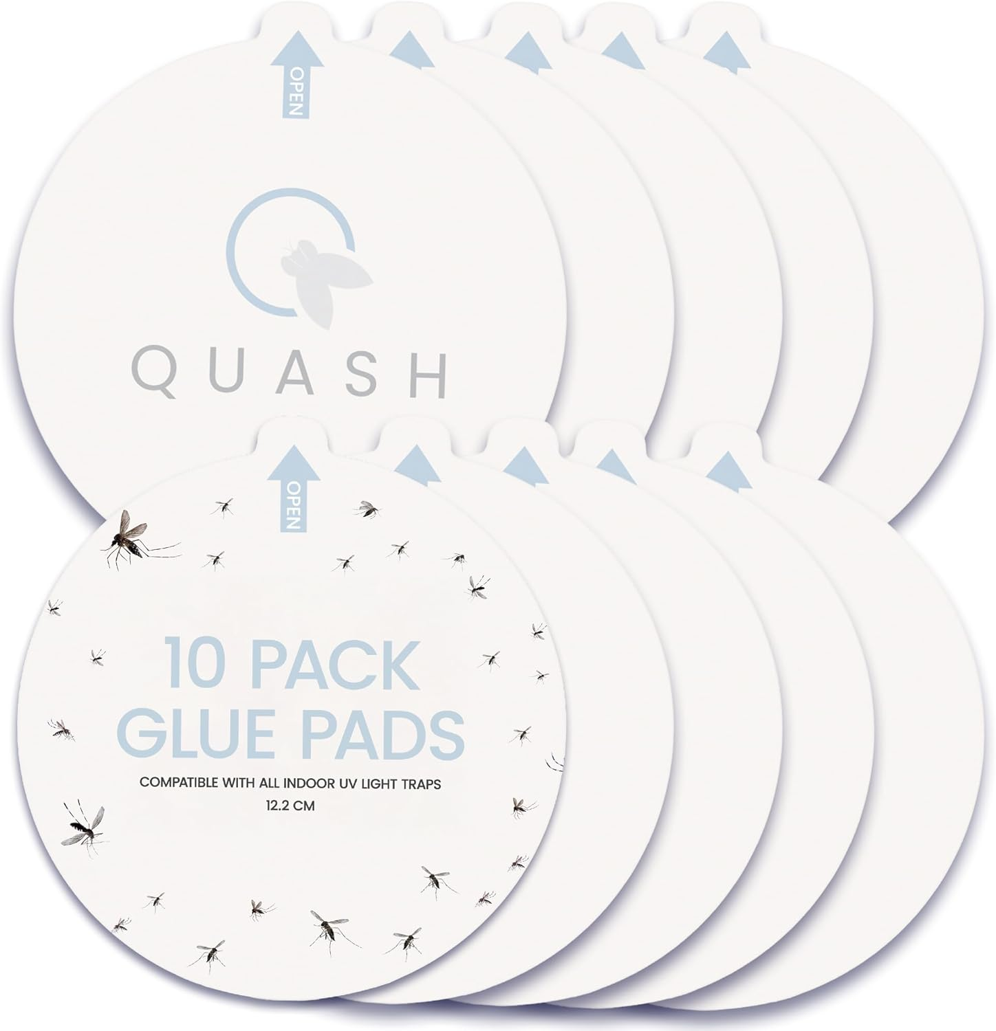 QUASH Indoor Fly Trap &ndash; Non-Zapper Mosquito & Bug Catcher with UV Light, Suction Fan & Sticky Glue Board &ndash; Safe & Effective Fly Swatter for Mosquitoes, Gnats, Mozzies, & Moths (White)
