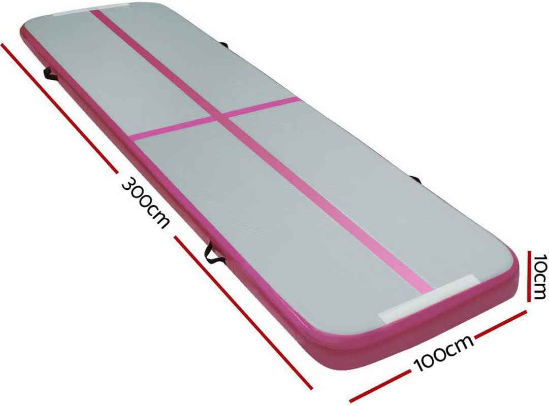 X 1M Air Track Mat Gymnastic Tumbling Pink Grey Inflatable Exercise Mat Fitness image number 6