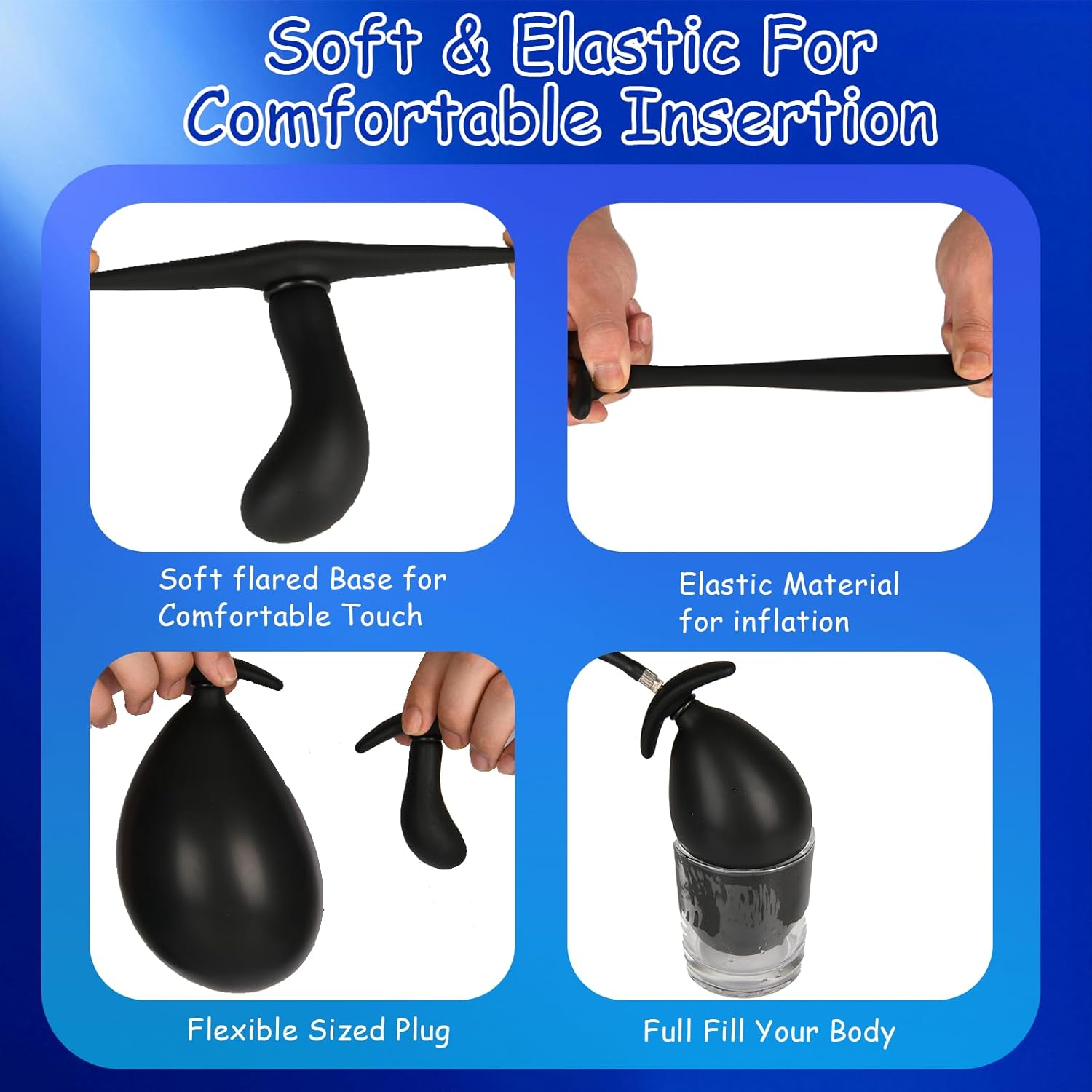 Silicone Inflatable Anal Plug, Expandable Butt Plug G Spot Stimulator Prostate Massager with Quick Release Valve for Men, Women and Beginners, Flexible Sized Butt Plug with Detachable Pump image number 5