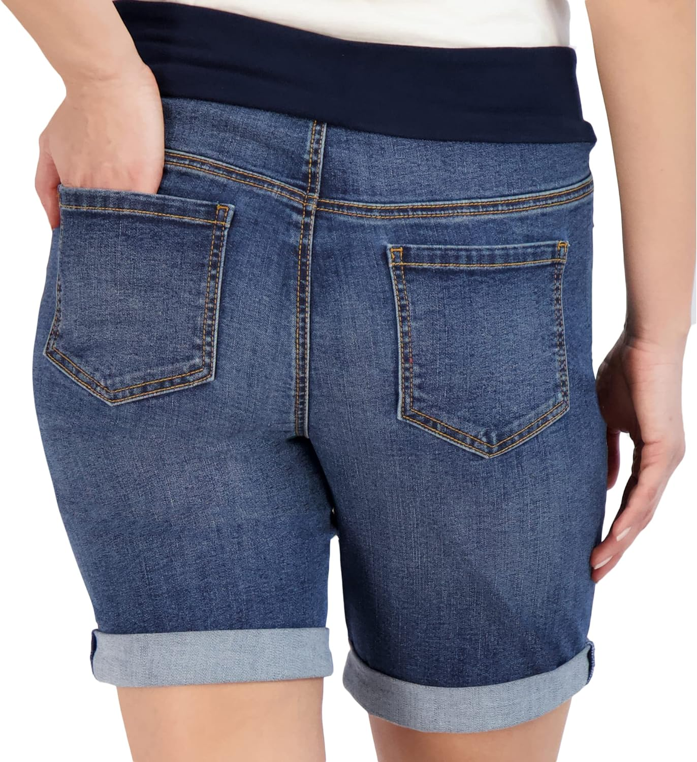 Savi Parker Women'S Maternity Shorts Double Roll Cuff - Mom Comfy Activewear, Pregnancy Clothes for Summer, BCI Certified image number 4