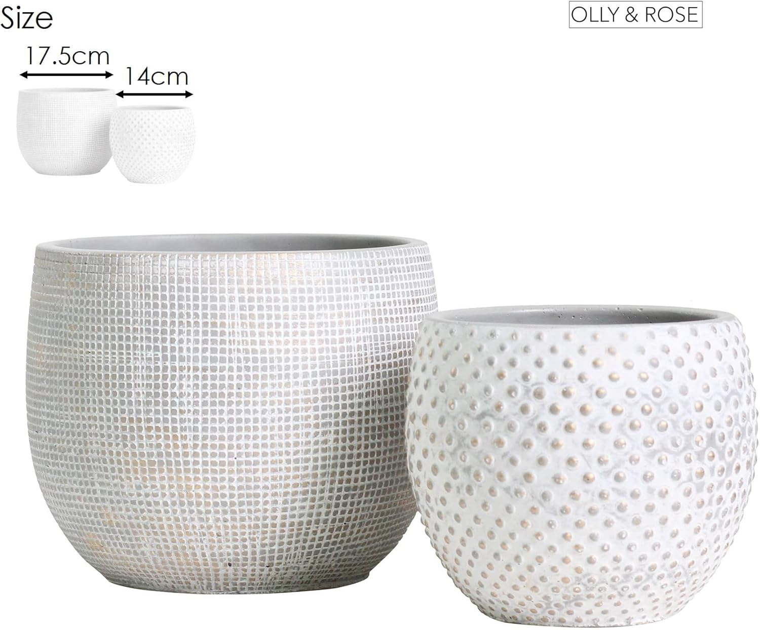 Ceramic Cream Gold Plant Pot Set 2-17 and 14Cm Indoor Planters Cement Outdoor Flower Pots image number 5