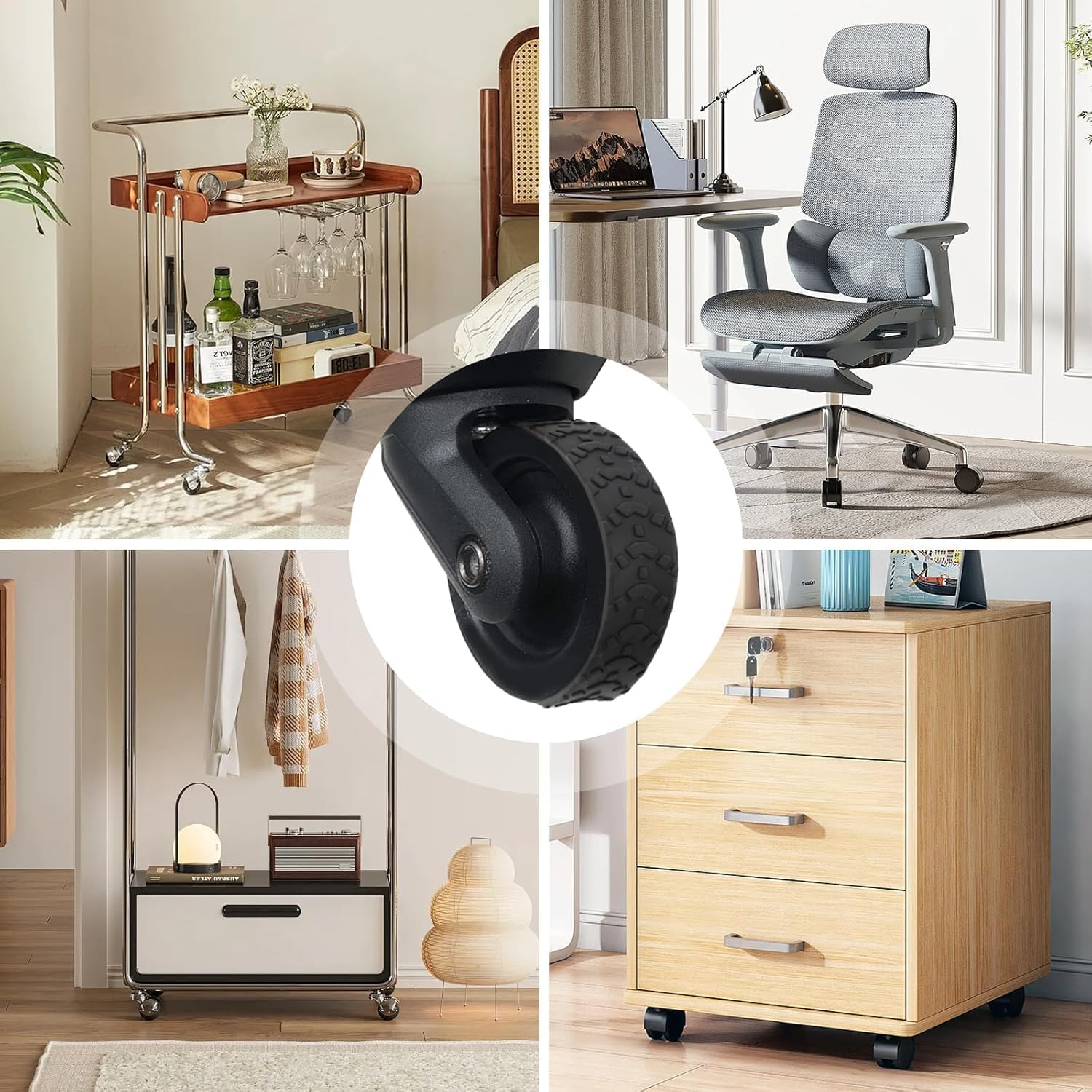 Silicone Luggage and Office Chair Wheel Covers Protectors, Cuttable Noise Reduction Shock Absorbing for Suitcases and Office Chairs - Quttly (10) image number 1