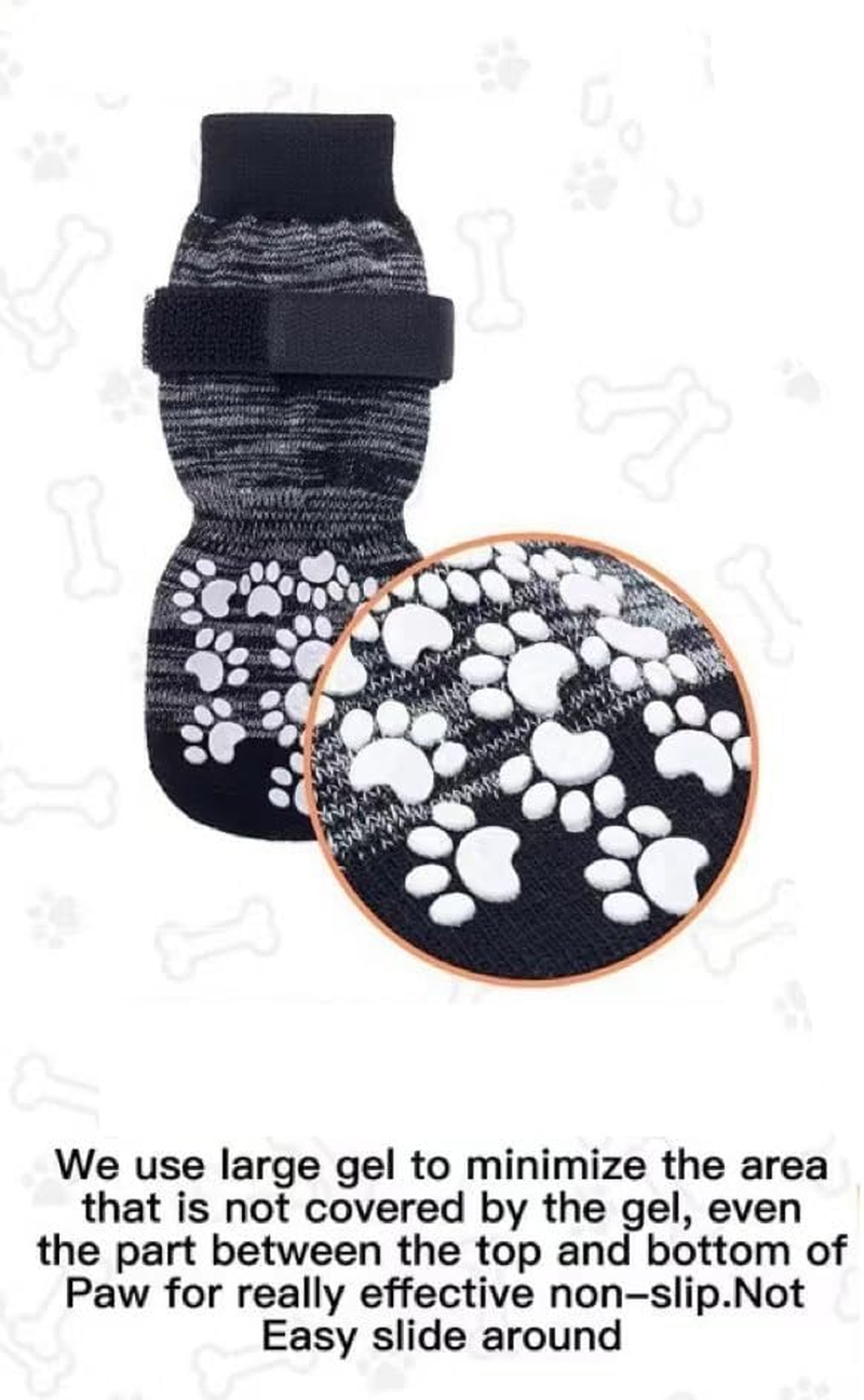 Non Slip Dog Socks - Dog Shoes Paw Protectors Grips for Hot/Cold Pavement, Strong Traction Indoor Hardwood Floors, Injury Protection Prevent Licking for Small Medium Large Dogs (Grey, Medium) image number 1
