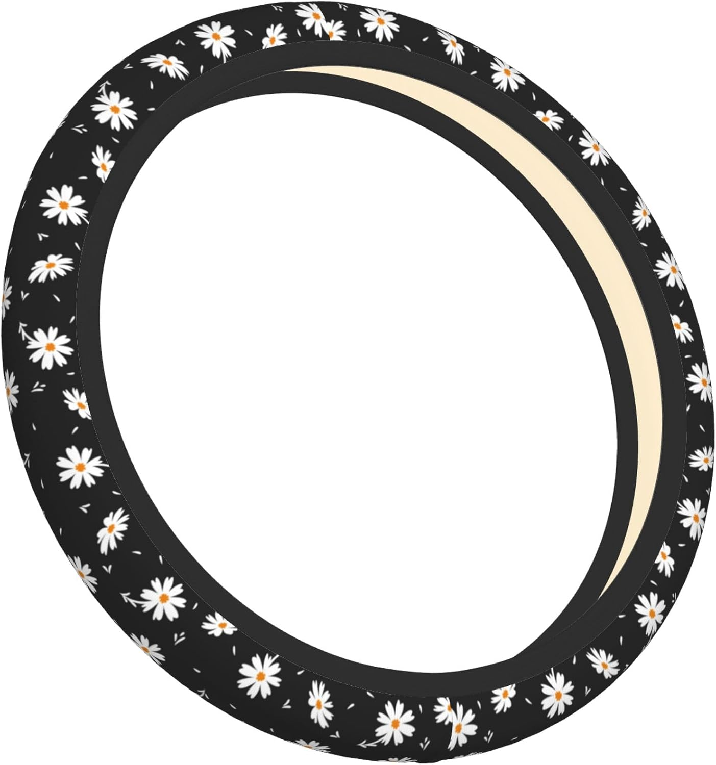 Daisy Floral Steering Wheel Cover Women Girls Cute Flower Car Steering Wheel Cover Black Anti-Slip Soft Neoprene Auto Accessories Interior Decor Protector Covers Gifts Elastic Universal 15 Inch - Pink Strawberry Cute Flowers image number 2