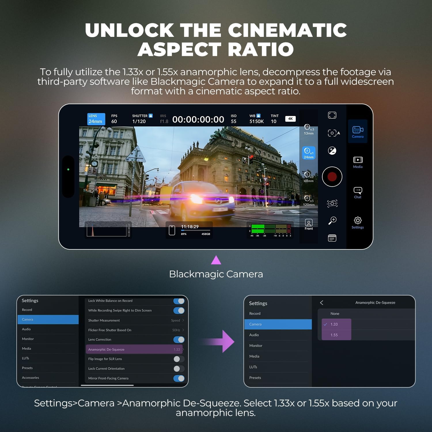 Freewell 1.55X Neutral Streak Anamorphic Lens Compatible with 17Mm Mount Iphone & Samsung - Cinematic Bokeh, Smooth Streak Effect, Easy Installation image number 5
