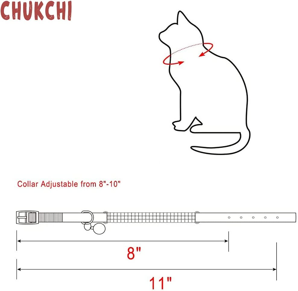 CHUKCHI Soft Velvet Safe Cat Adjustable Collar Bling Diamante with Bells,11 Inch for Small Dogs and Cats (Red) image number 5