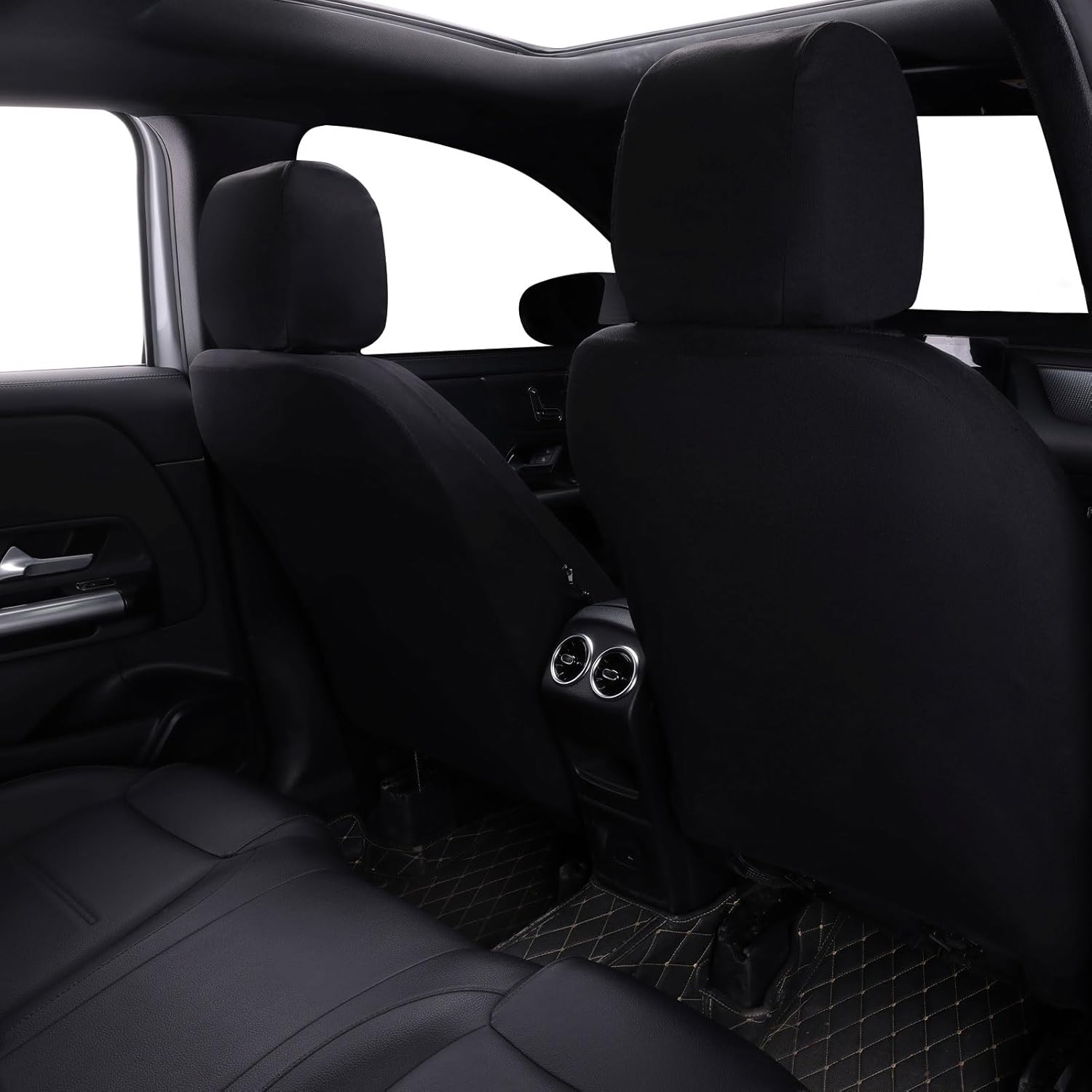 Flying Banner Aquashield Front Car Seat Covers Set Waterproof Water Resistant Arm Rest Shoulder Seatbelt Compatible Truck Protectors Universal Non Slip (Black Neoprene, Front Pair) image number 5