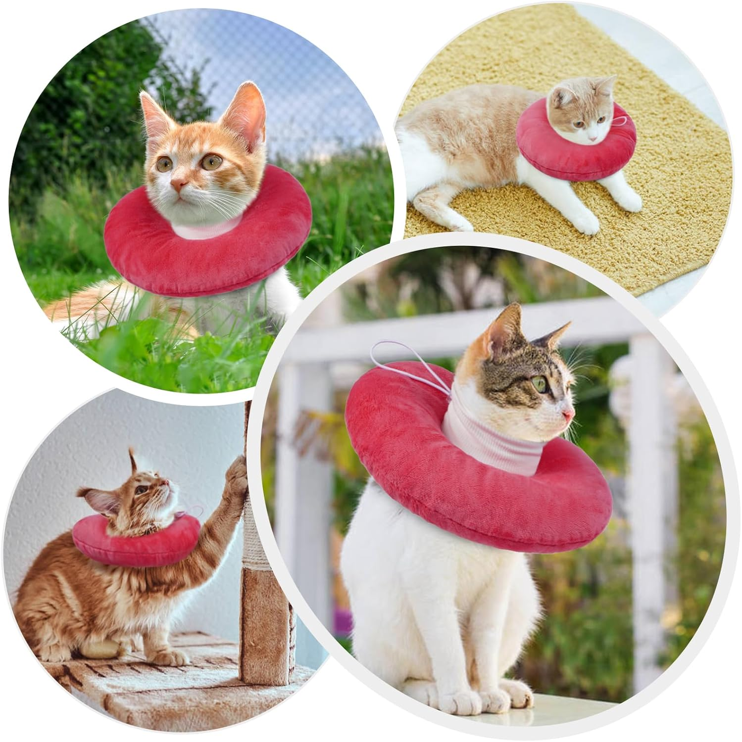 Lelepet Cat Recovery Collar, Soft Small Cat Cones, Pet Neck Protector, Adjustable Pet Elizabethan Collar to Stop Licking after Surgery Kitten Cones for Cats Small Dogs Recovery Cone, Pink L image number 1