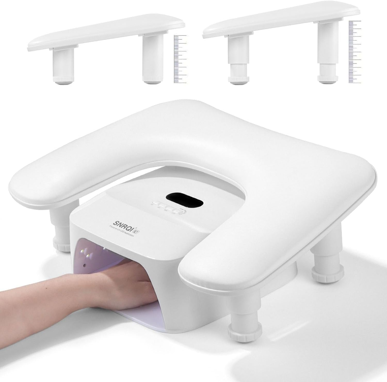 New Upgrade Height Adjustable Nail Arm Rest for Nails Tech - Ergonomic Slope Angle Hand Rest for Nails Tech Height Adjustable U-Shaped Manicure Nail Arm Rest Stand White Big Armrest Microfiber PU Leather Hand Rest Pillow for Acrylic Nail Art Cushion (White) - Grey image number 6