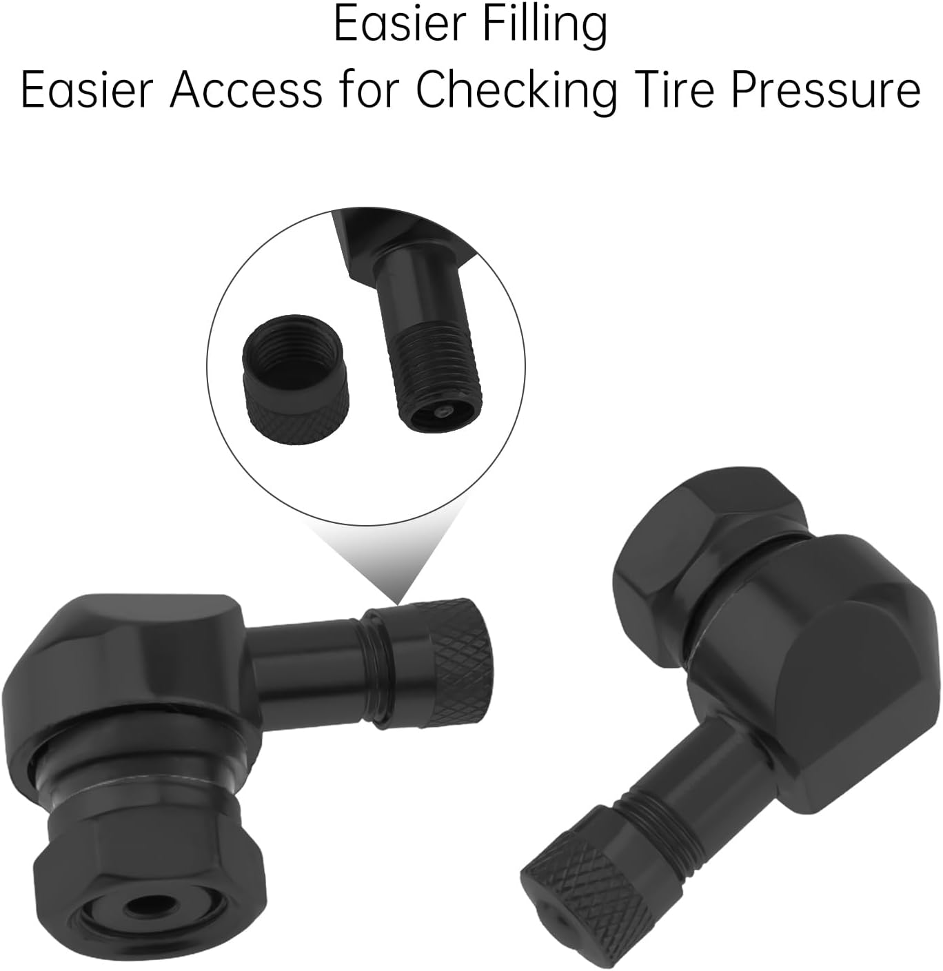 Windance 4Pcs 90 Degree CNC Motorcycle Tire Valve Stems for Most Bike 10 Mm To11.3 Mm Tubeless Tires Easy Installation (Black) - Gold image number 3