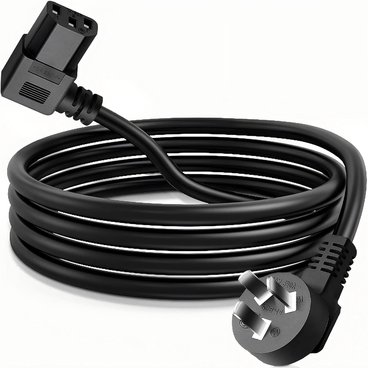 1.5M Australian Power Cord with 90 Degree Left Angle IEC 320 C13 Plug Connector - Pure Copper Material, Black 3 Point Kettle Power Cable 10A/250V