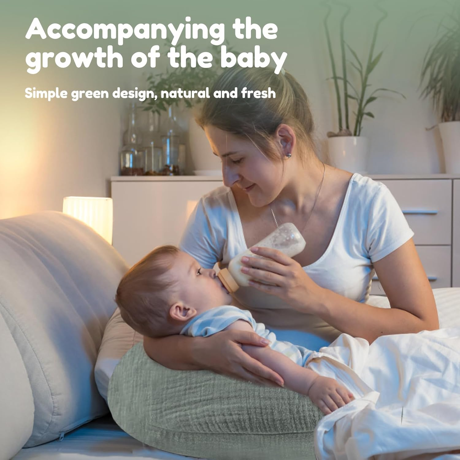 2 Pcs Nursing Pillow Cover, Nursing Pillow Slipcover Soft Cotton Newborn Breastfeeding Pillow Cover Stretchy Nursing Slipcover for Baby Girls Boys Newborn image number 4