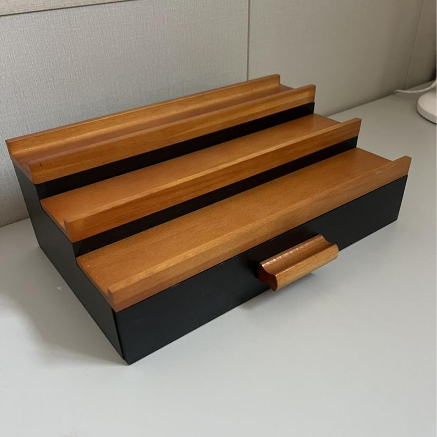 Perfume Display Stand - 3 Tier Wood Perfume Display Stand Shelf with Drawer | Large Capacity, Bathroom Decor for Men, Father, Dad, Boyfriend image number 3