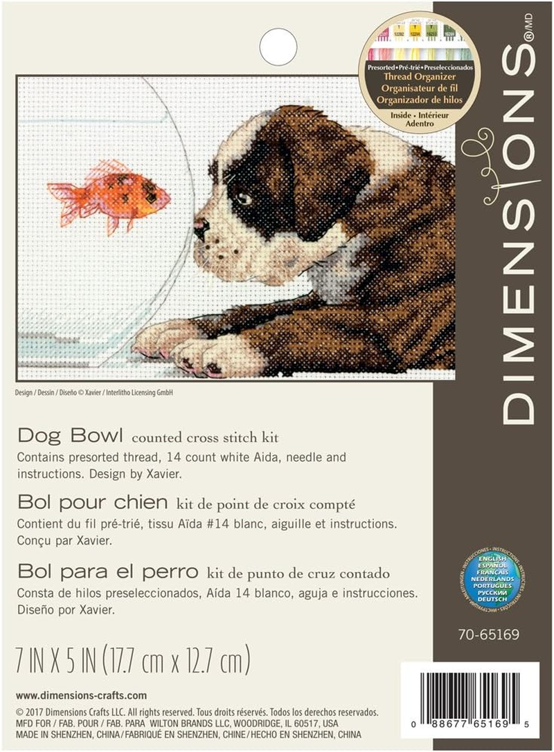 Dimensions Dog Bowl Counted Cross Stitch Kit, 14 Count White Aida, 70-65169, 7" X 5" image number 4