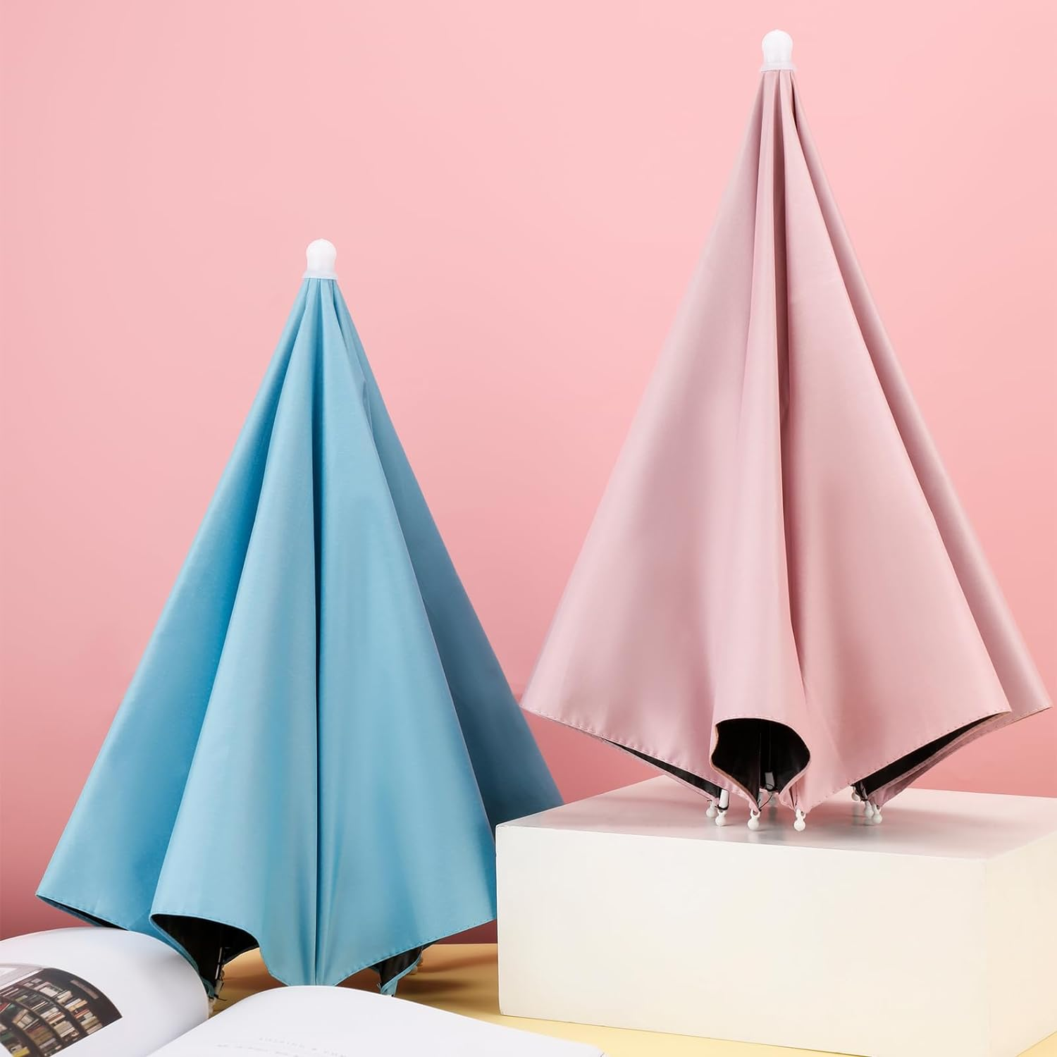 4 Pack Umbrella Hats, 27" Hands-Free Head Umbrella Hats for Adult, Folding Waterproof Umbrella Cap with Head Strap for Outdoor Party, Fishing, Sun, Rain, Beach image number 5