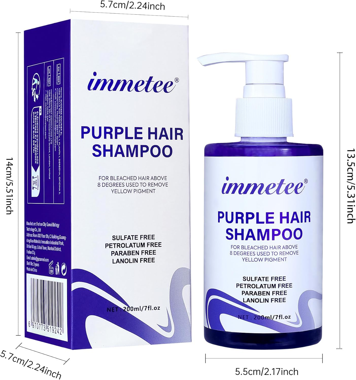Immetee Purple Shampoo - Achieve Bright Blonde, Professional Purple Toning Shampoo, 200Ml/7Fl. Oz. image number 1