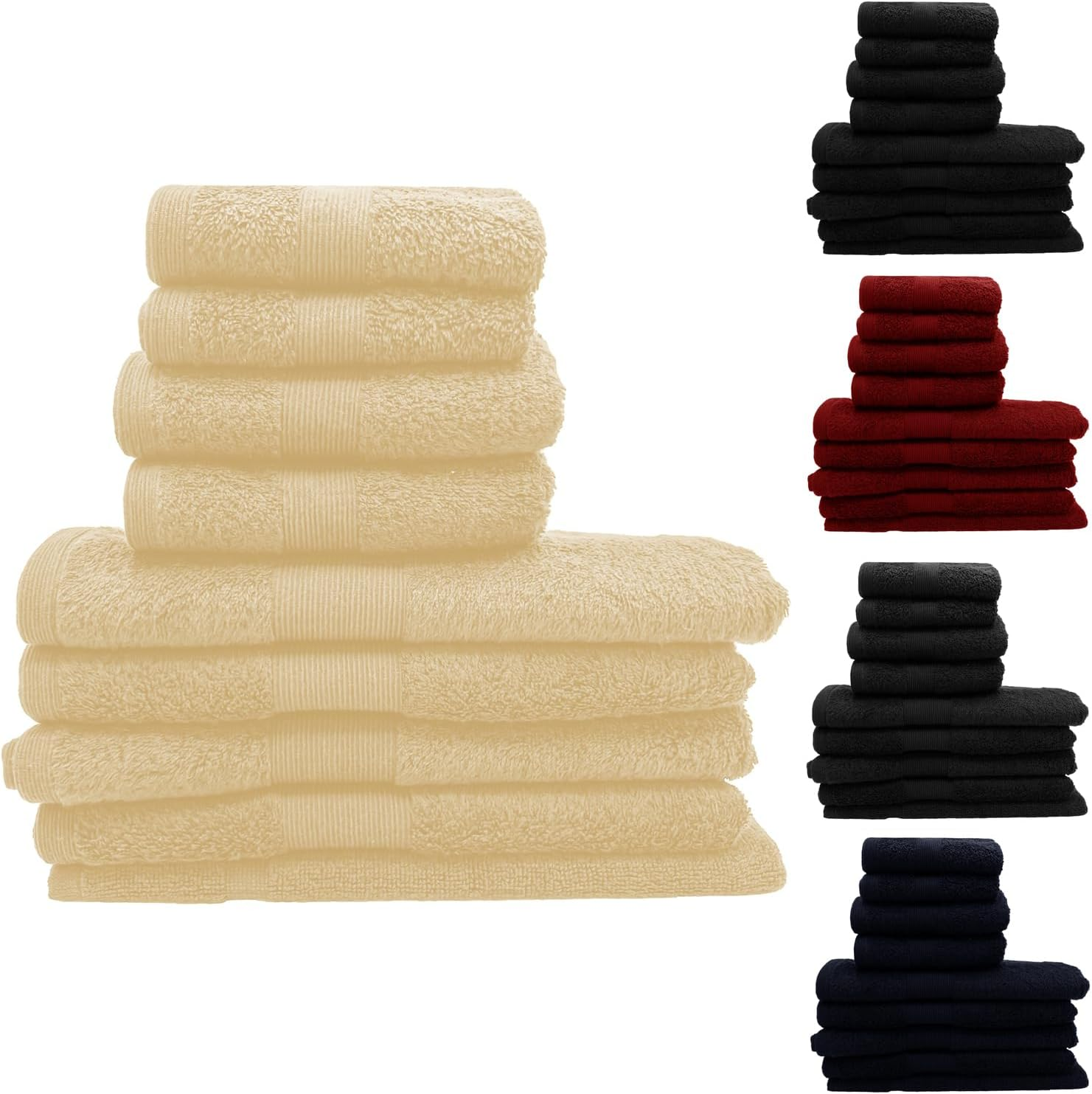 GABA Egyptian Bath Towel 7 Piece Bath Towel Set, 2 Washcloths, 2 Hand Towels, 2 Bath Towels & 1 Bath Mat, Bath Towel Sets with Bath Mat, Egyptian Hotel Bath Towel, Luxury Bath Towels (Navy-Blue)