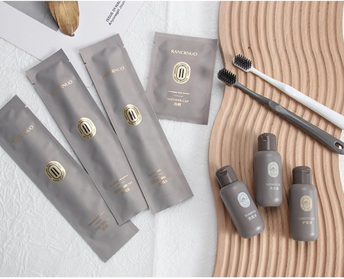 AIMALL Disposable Toothbrush with Toothpaste, Star Hotel - Grade Toiletries Set, for Hospitality/Homestay, Includes Shampoo/Shower Gel/Soap, Compact & Elegant, 4 Choices image number 6