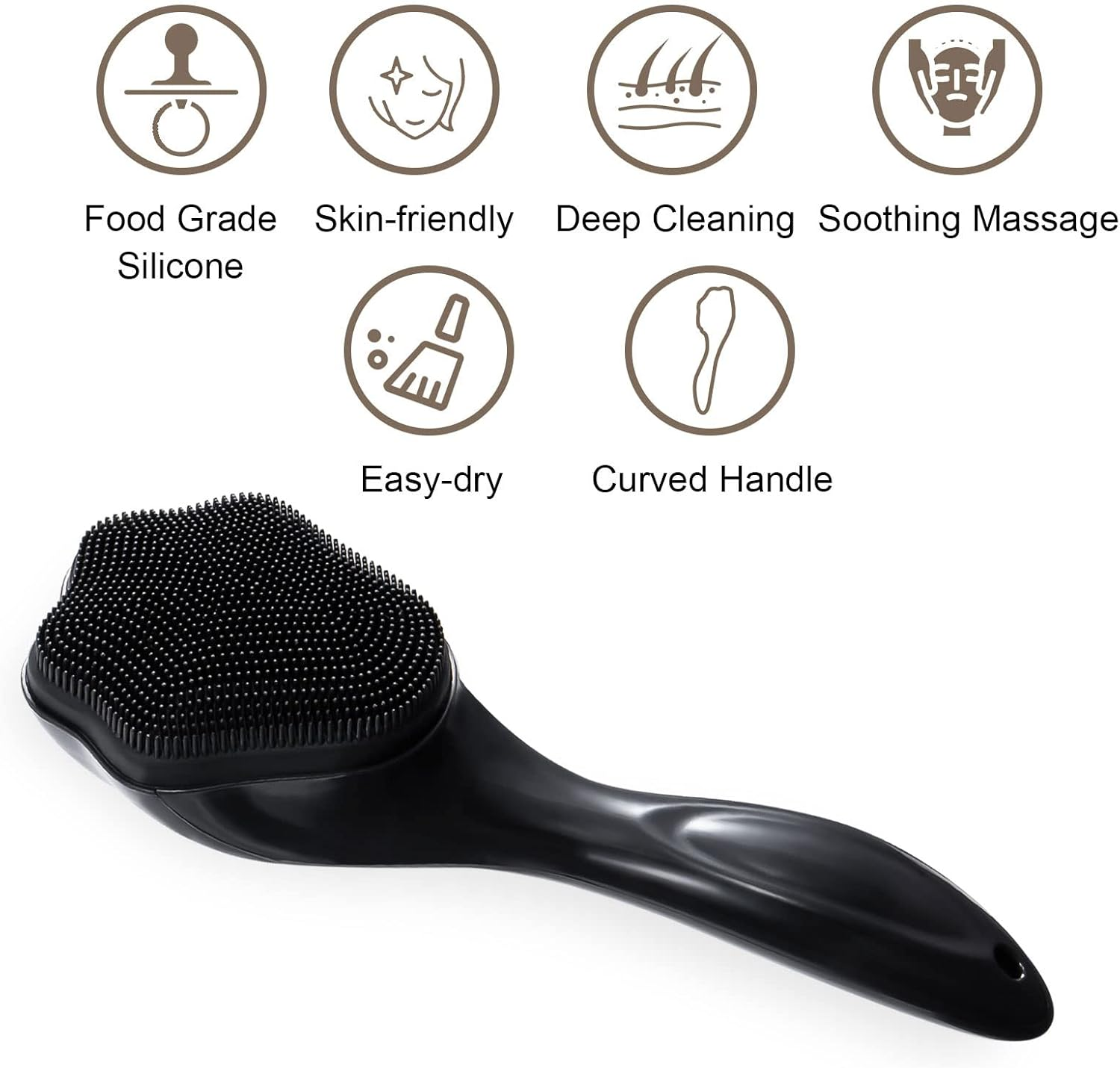 Silicone Face Scrubber Exfoliating Brush 2 Pack for Men, Beomeen Manual Handheld Facial Cleansing Brush Blackhead Scrubber, Soft Bristles Waterproof for Face Skincare, Black image number 1