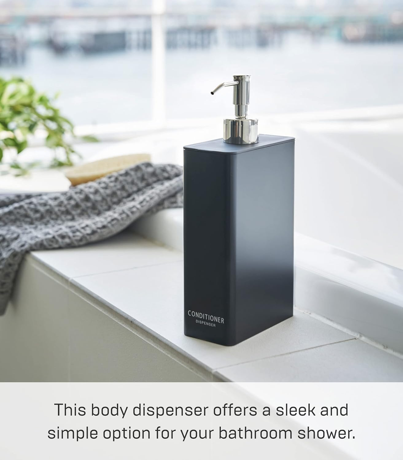Yamazaki Tower Body Soap Dispenser Black Rectangular image number 3