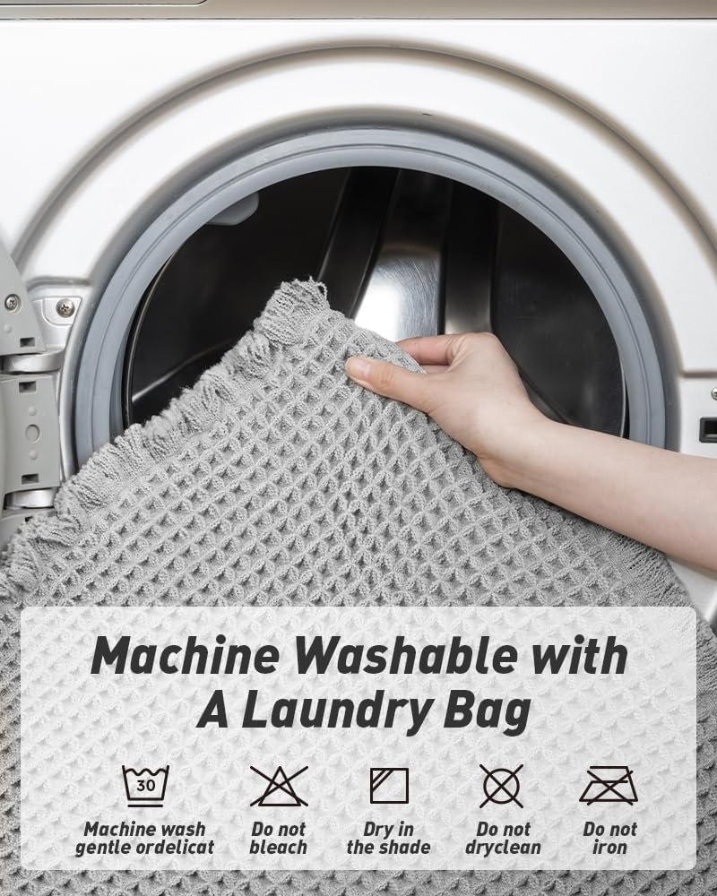 AMOAMI Upgraded Waffle Bath Mat, Super Absorbent Non Slip Bath Mats for Bathroom Floor, Machine Washable Bathroom Rugs with Tassels, Rubber Backed Bathroom Mats, Ultra Soft, 24" X 36", Grey image number 1