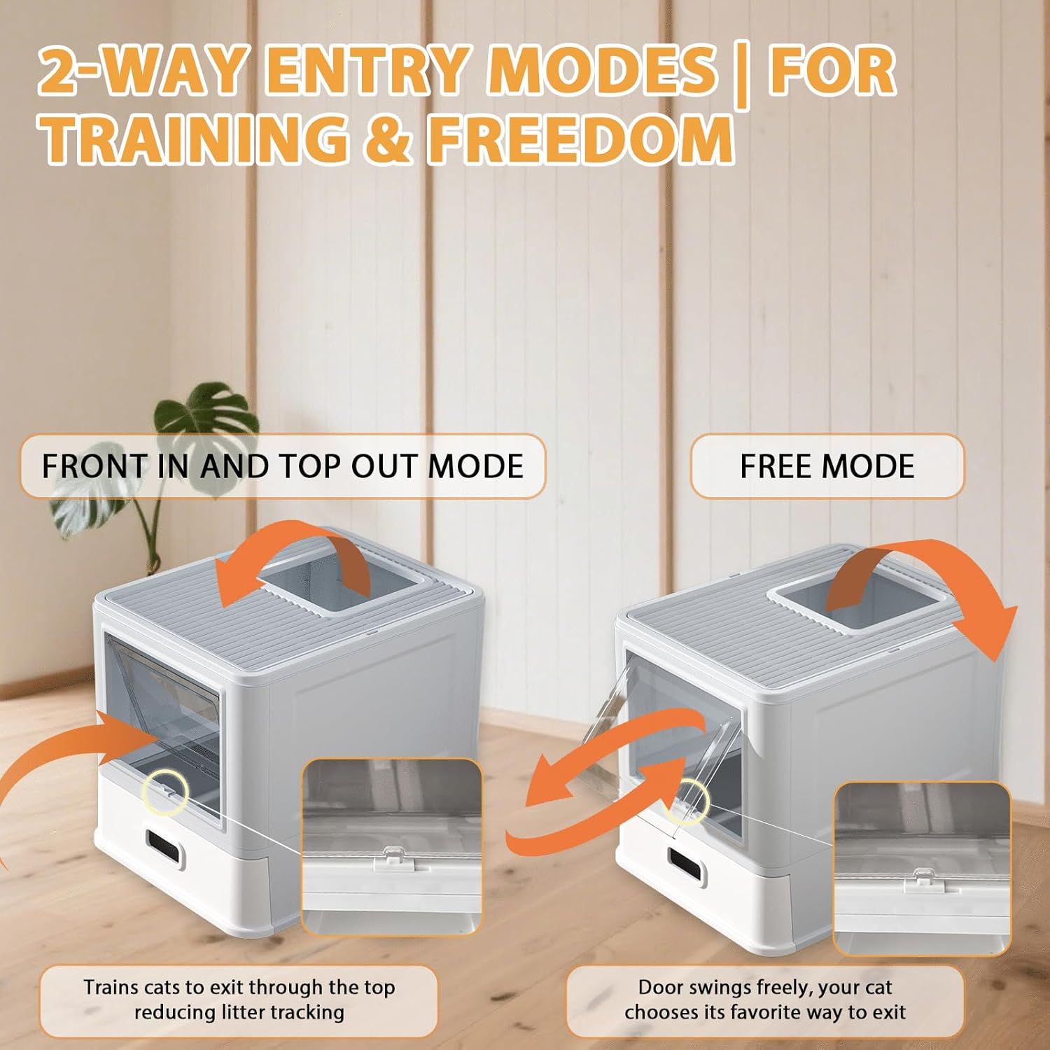 Homegroove Stainless Steel Cat Litter Box with Drawer, XL Foldable Enclosed Kitten Litter Box with Lid for Indoor Cats, Metal Covered Cat Litter Pan with Litter Scoop (Gray) image number 1