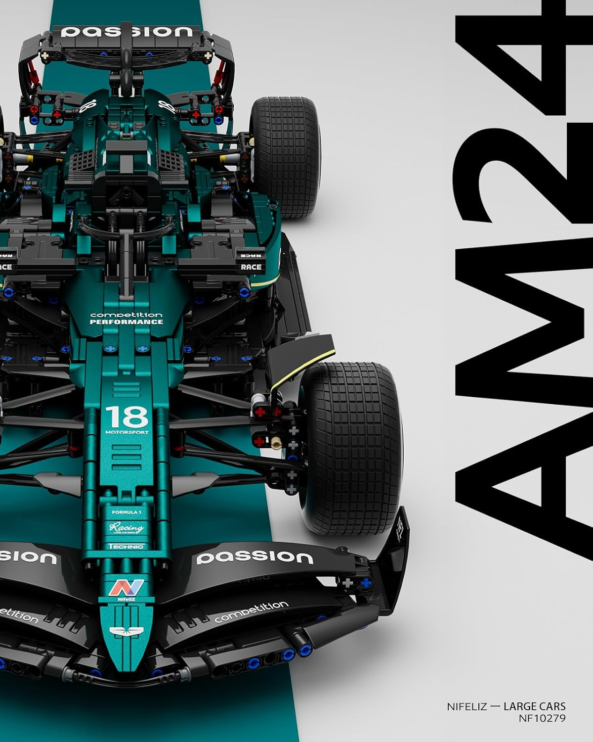 Nifeliz AM24 Formula 1 Racing Car Building Set, 1:8 Scale Collectible Set for Adults, Authentically Detailed Build and Display Model for Home or Office D&eacute;cor (2351PCS, NF10279) image number 2